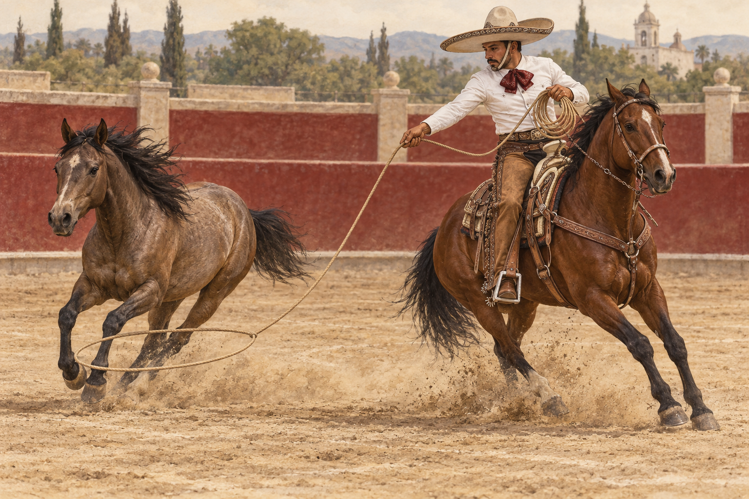 Ilustración de Manganas a caballo